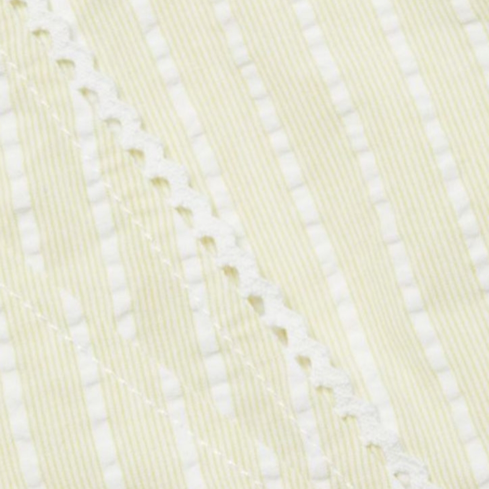 Ganni Seersucker Striped Wrap Blouse Short Sleeve Cotton Yellow & White 40 8/10 - Picture 4 of 16